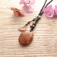 把玩吊飾 五彩年糕玉+印度玉+木+銀+金珊瑚/霧面中性