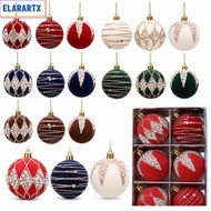 ELARARTX Flocked Christmas Baubles, Glitter Accents 6cm Christmas Ball Ornaments,  Flocked Christmas