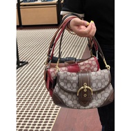 C0A ** Original Label 1: 1 2025 New Style Medieval Underarm Bag Retro Old Flower Denim Fashion Simpl