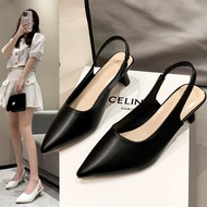 【888 Shoes Ready Stock】versatile French high-heeled women sandals and slippers