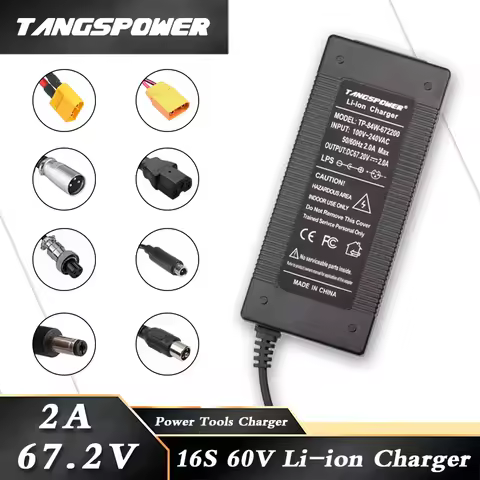 67.2V 2A Lithium Battery Charger 16S 60V Li-ion Battery Pack Charger Intelligent Fast Charging New E