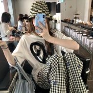 ACne studios Heart Graffiti Print Loose Short Sleeve T-Shirt Summer Casual Round Neck Versatile Top