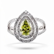 IGI-1.00克拉實驗室培育綠色鑽石白金戒指