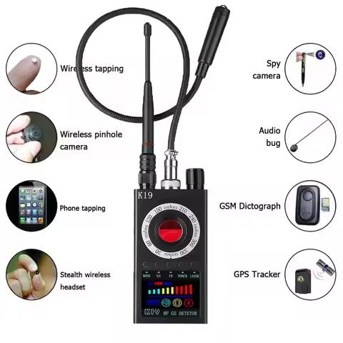 New K19+ Eavesdropping Hidden Camera Detector RF Wireless Gsm Sound Signal GPS Tracker Cam Detector
