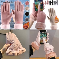 [TurnBright] Fashion Women Warm Gloves Autumn Winter Touchscreen Gloves With Furry Cuff For Outdoor 