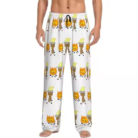 Custom BFDI Inanimate Insanity , All Characters Pajama Pants Men Sleepwear Sleep Lounge Bottoms with