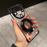 适用华为mate60pro手机壳磁吸支架P50无边框超薄40带镜头膜30简约Suitable for Huawei Mate60Pro mobile phonehdjud454.my