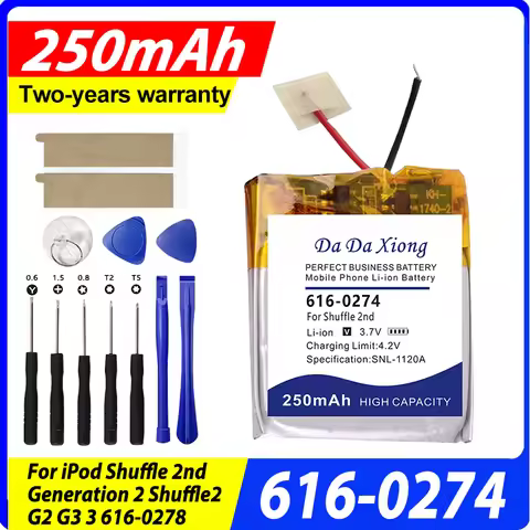 250mAh 616-0274 Battery for iPOD Shuffle 2nd Generation 2 Shuffle2 1GB G2 G3 3 MP3 MP4 616-0278 GPS 