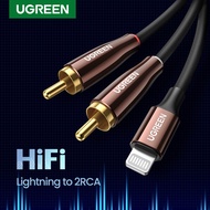 UGREEN Lightning to RCA Cable MFi Certified 2RCA Splitter Cable, Male to Male Audio AUX RCA Adapter Hi-Fi Sound