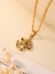 1PC Fashion Golden Color Buddhism Meditation Yoga Charm OM Necklace For Women Jewelry