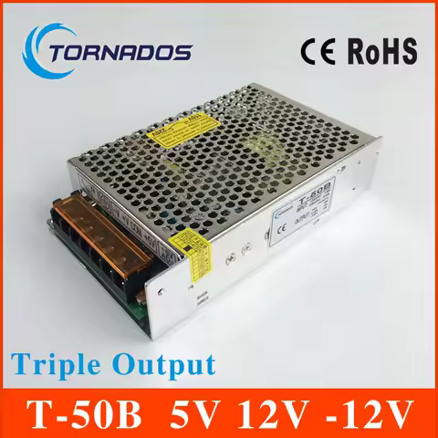 50W Triple Output power supply 5V 5A 12V 1A -12V 1A ac to dc power supply T-50B