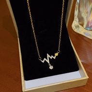 [ Bayar Ditempat ] Kalung Titanium Rantai Wanita Liontin Denyut Nadi / AKsesoris Fashion Wanita Kalu