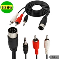 Midi Din 8pin 8-Pin Din To 2rca Male/ Femlae 3.5mm Audio 8 Pin Din/rca Cable 1.8m 6ft
