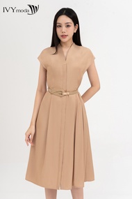 Đầm xòe cổ V phối đai IVY moda MS 47M8697