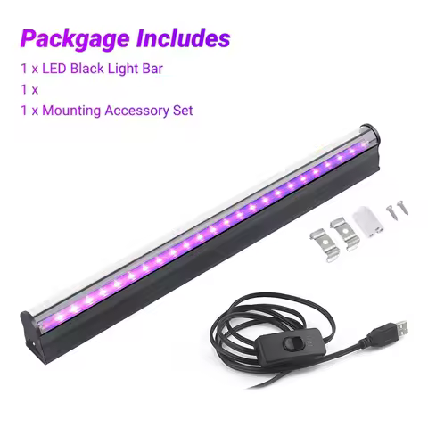 LED Black Light 6W 395nm T5 UV Blacklight Bar for Fluorescent Tapestry Poster Body Paint Glow Hallow