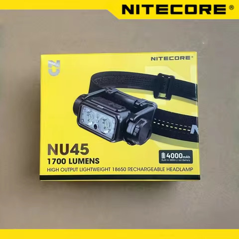 Nitecore NU45 Hiking Headlamp 1700 lumens lightweight Dual Beam Headlight Running Flashlight Recharg