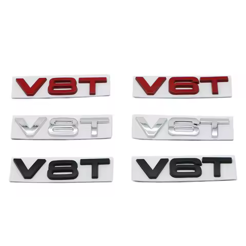 3D Metal Car Styling V6T V8T V6 V8 T Fender Side Body Emblem Tail Trunk Fender Badge Sticker For Aud
