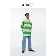 ARKET Women's Pure Cotton Loose Long Sleeve Striped Rugby Shirt Dress