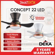DEKA CONCEPT 22 LED 22 Inch 3 Blades 14 Speed DC Motor Remote Control Ceiling Fan With Light DEKA Kipas Siling Syiling
