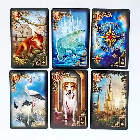 9*6cm 36 Pcs Lenormand Cards Printed on 350GSM Double-embossed Cardstock Gilded Reverie Lenormand De