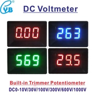 YB21 DC Voltmeter DC 0-10V 0-30V 0-100V 0-300V 0-600V Mini Voltan Meter 3-Wayar 0.36'' Digital LED V