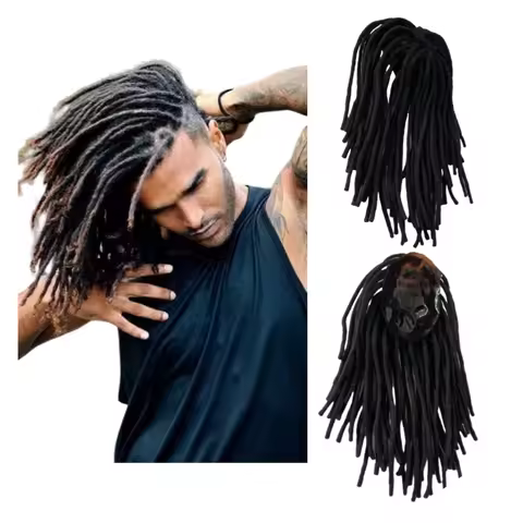 Dreadlock Male Hair Prosthesis Konts PU Base Toupee Men Hair System Unit for Black Men 100% Human Ha