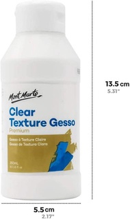 Bryson8 Mont Marte Premium Clear Texture Gesso Acrylic Medium 250ml for use with dry media pastels g