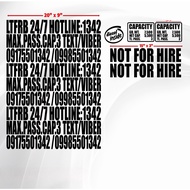 1Set LTFRB MARKINGS SET + CAPACITY AND NOT FOR HIRE STICKER