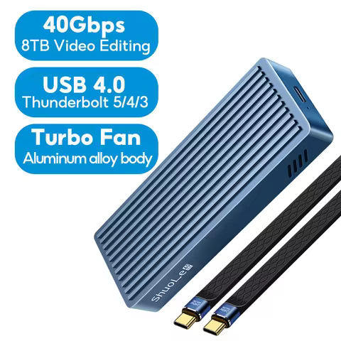 40Gbps USB4 M.2 SSD Enclosure 8TB with with Cooling Fan PCIe4.0 NVME Enclosure Aluminum Compatible T