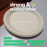 9  Biodegradable Plate [Brown] 50 pieces Strong Disposable Plate Sugarcane Plate | Factory Direct | 