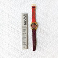SWATCH 復古設計花紋石英錶 手錶 限量 特色布面錶帶 古著 收藏錶 紀念錶 GJ113*【壽司羊羊】附原廠盒裝
