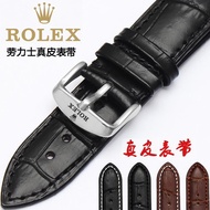 R ROLEX Watch Strap Genuine Leather Cowhide Submarine Black Water Ghost Green Pin Buckle 13 20 21mm