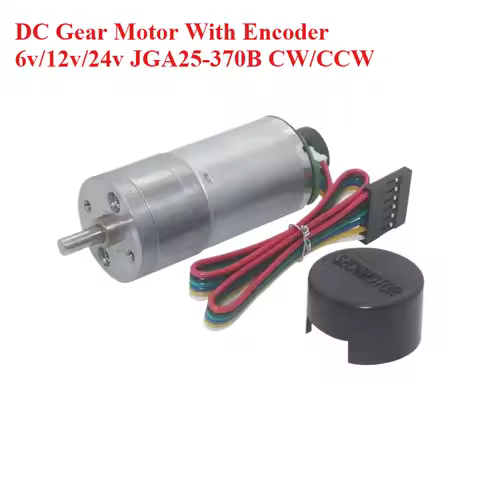 25mm DC Gear Motor With Encoder 6v 12v 24v JGA25- 370B Adjustable-speed Can CW CCW Speed Regulation 