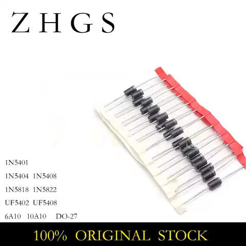 100PCS 1N5408 1N5404 1N5401 1N5822 1N5818 UF5408 UF5402 6A10 10A10 DO-27 Rectifier Diode