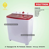 polytron mesin cuci 2 tabung 9.5 kg [hijab mode] - pwm 951 / pwm951 - merah