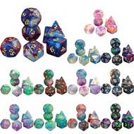 DND Dice 7pcs Mixing Color Polyhedral Dice with Glitter Effect for Role Playing Game DND Board Game 