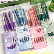 DREAMFOREST 6Pcs Black Ink Retractable Gel Pen Gradient Colorful Gel Pen Quick-Drying Signature Pen 