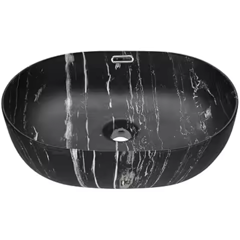 Vessel Sink Rectangle Marbling - 19x14 Modern Rectangular Top Counter Bathroom Sink Porcelain Cerami