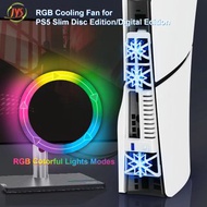 適用於新型 PS5 Slim 主機的冷卻風扇高效冷卻系統連變色 LED 燈  bynckp New Cooler Fan for PS5 Slim Console Efficient Cooling System with Color Changing LED Light