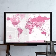 Modern World Map - Pink