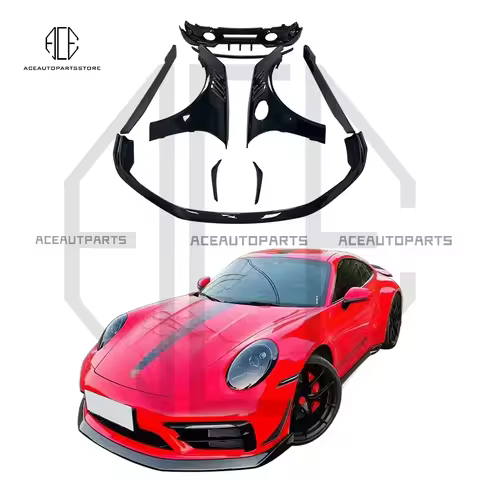 Real carbon fiber front and rear lip spoiler wings side skirts fenders for Porsche 992 911 body kit 