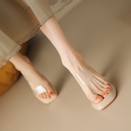โปร่งแสง รองเท้าแตะส้นสูง ผู้หญิง Chunky Platform กันน้ํา Toe Exposure Unique ดีไซน์ 10cm เรียบหรู ท