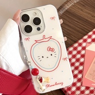 Cute Strawberry Cat Apple 16 Phone Case/Suitable for 17pro max/Pendant/iphone13/14 HMR4