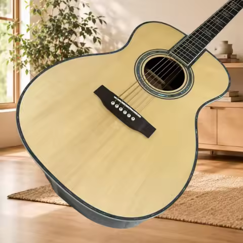 39 Inch New OM45 2026 Acoustic Guitar 6 Strings Rosewood Back Picea Asperata Body Classic Free Deliv
