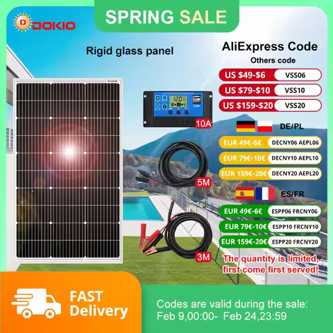 Dokio 18V 100Wset 200Wset 400Wset Waterproof New Rigid Solar Panel Controller For Home Charge 12V Ca