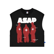 IIIH Kaos Singlet Boxy Asap Tshirt tanpa lengan Pria Wanita