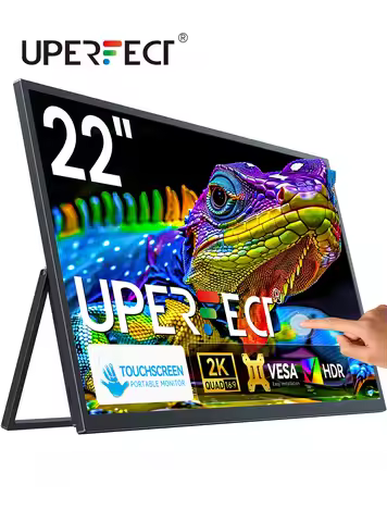 UPERFECT 22” 2K Touchscreen Portable Monitor w/HDMI Type C Dual Speakers Large Gaming Computer Displ