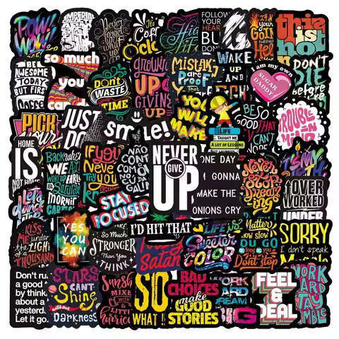 50pcs Motivational Phrase Stickers Encouragement Inspirational Quotes Scrapbook Stationary Office St
