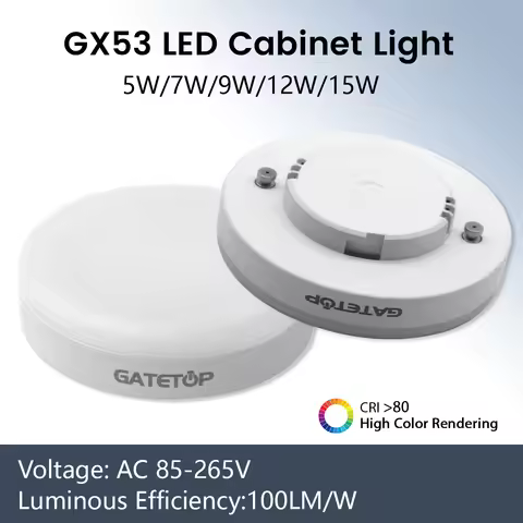 2PCS Hight Lumen GX53 BULB Spot Light LED AC85-265V 100lm/W 120degree Hight Power Day Light Source W