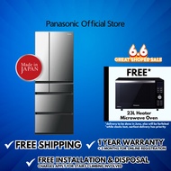 Panasonic NR-F603GT-X6 Premium MIJ Made In Japan 6-Door Refrigerator with Refined Full-flat Glass Design